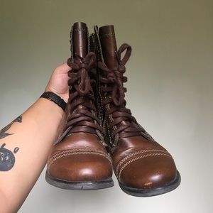 Steve Madden Troopa Combat Boots Lace Up & Zipper